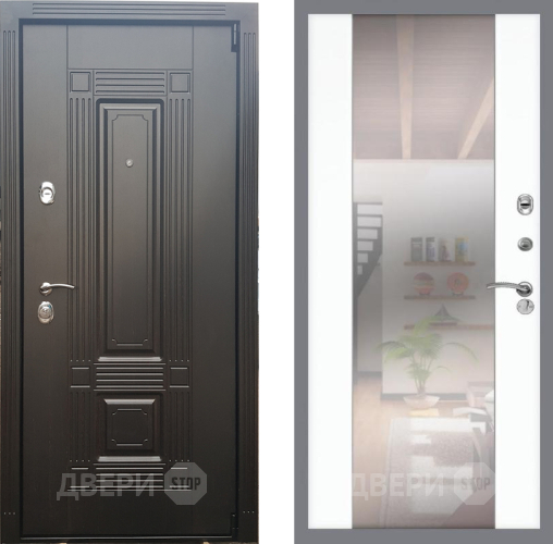 Входная металлическая Дверь Рекс (REX) 9 СБ-16 Зеркало Силк Сноу в Протвино