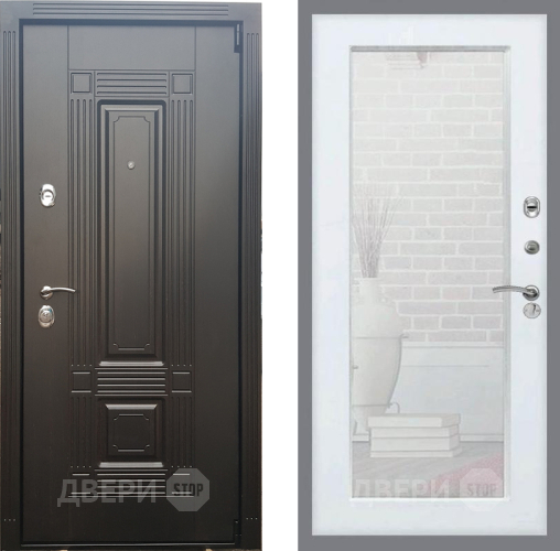 Входная металлическая Дверь Рекс (REX) 9 Зеркало Пастораль Силк Сноу в Протвино