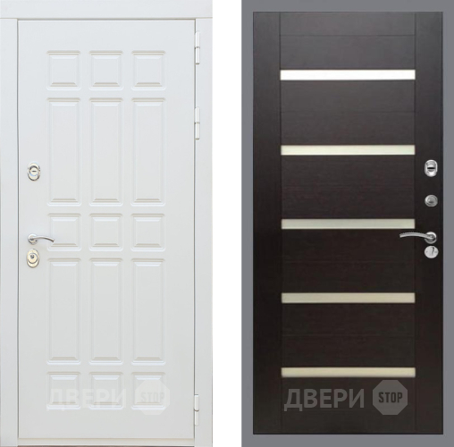 Входная металлическая Дверь Рекс (REX) 8 Силк Сноу СБ-14 стекло белое венге поперечный в Протвино