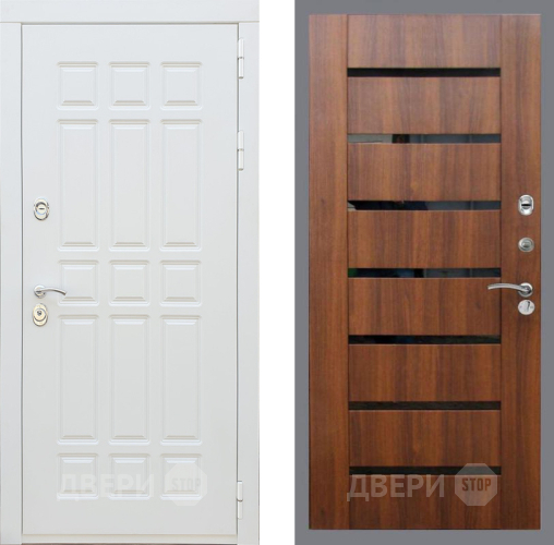 Входная металлическая Дверь Рекс (REX) 8 Силк Сноу СБ-14 стекло черное Орех бренди в Протвино