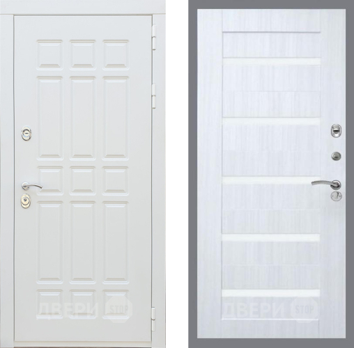 Входная металлическая Дверь Рекс (REX) 8 Силк Сноу СБ-14 стекло белое Сандал белый в Протвино