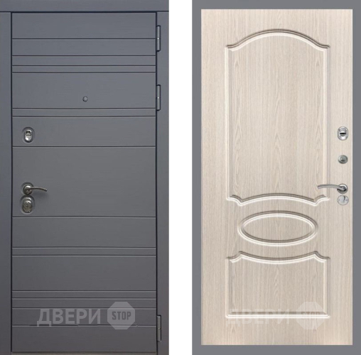 Входная металлическая Дверь Рекс (REX) 14 силк титан FL-128 Беленый дуб в Протвино