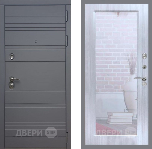 Входная металлическая Дверь Рекс (REX) 14 силк титан Зеркало Пастораль Сандал белый в Протвино