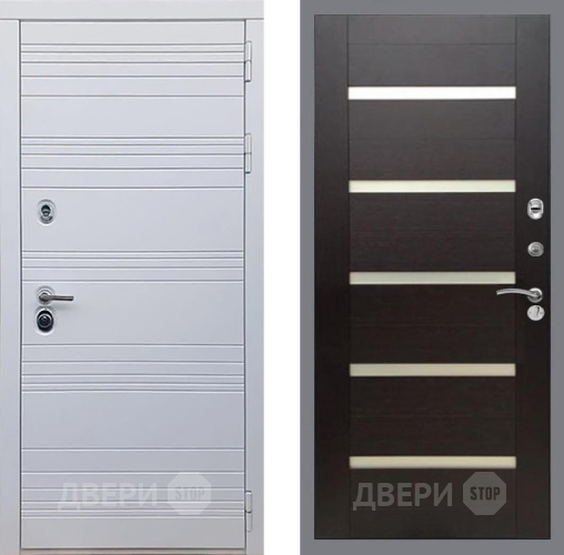 Входная металлическая Дверь Рекс (REX) 14 Силк Сноу СБ-14 стекло белое венге поперечный в Протвино