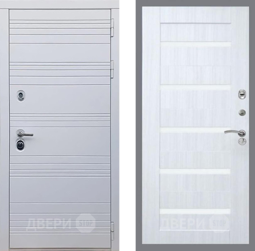 Входная металлическая Дверь Рекс (REX) 14 Силк Сноу СБ-14 стекло белое Сандал белый в Протвино