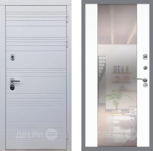 Входная металлическая Дверь Рекс (REX) 14 Силк Сноу СБ-16 Зеркало Силк Сноу в Протвино