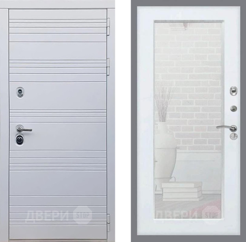 Входная металлическая Дверь Рекс (REX) 14 Силк Сноу Зеркало Пастораль Силк Сноу в Протвино