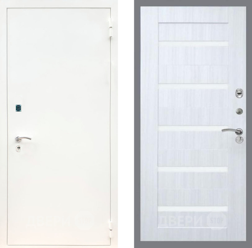 Входная металлическая Дверь Рекс (REX) 1А Белая шагрень СБ-14 стекло белое Сандал белый в Протвино