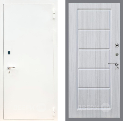 Входная металлическая Дверь Рекс (REX) 1А Белая шагрень FL-39 Сандал белый в Протвино