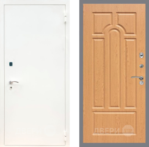 Входная металлическая Дверь Рекс (REX) 1А Белая шагрень FL-58 Дуб в Протвино