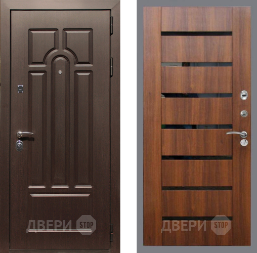 Входная металлическая Дверь Рекс (REX) Эврика СБ-14 стекло черное Орех бренди в Протвино