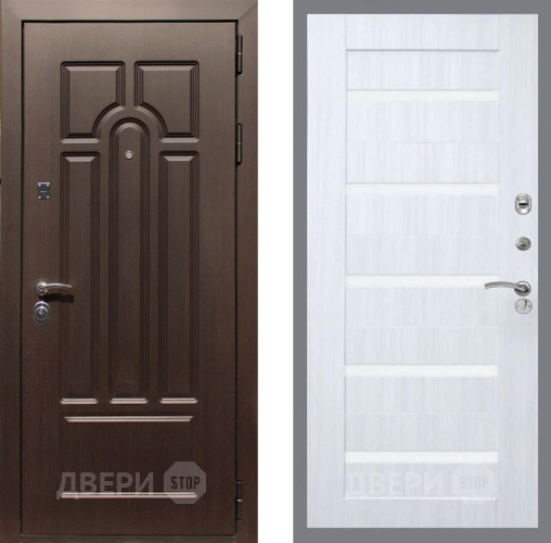 Входная металлическая Дверь Рекс (REX) Эврика СБ-14 стекло белое Сандал белый в Протвино