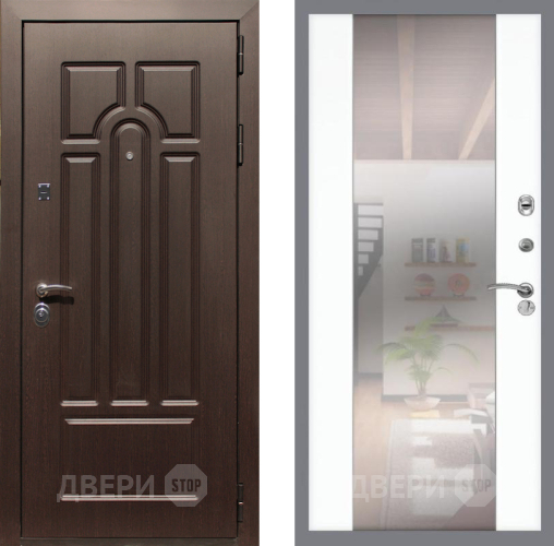 Входная металлическая Дверь Рекс (REX) Эврика СБ-16 Зеркало Силк Сноу в Протвино