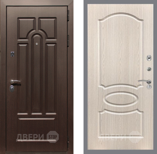 Входная металлическая Дверь Рекс (REX) Эврика FL-128 Беленый дуб в Протвино