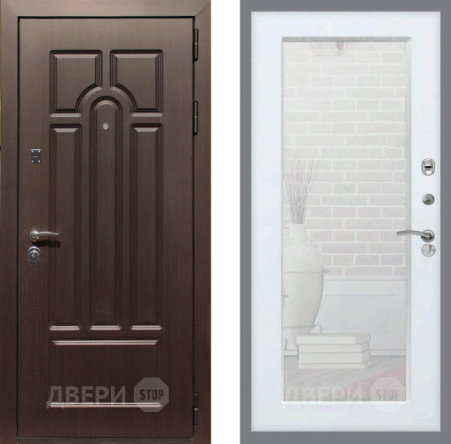 Входная металлическая Дверь Рекс (REX) Эврика Зеркало Пастораль Силк Сноу в Протвино