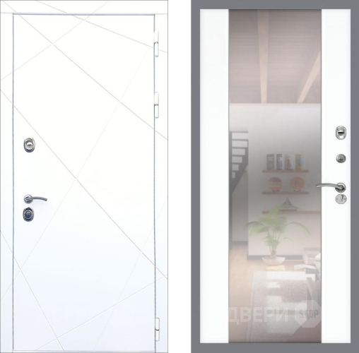 Входная металлическая Дверь Рекс (REX) 13 Силк Сноу СБ-16 Зеркало Силк Сноу в Протвино