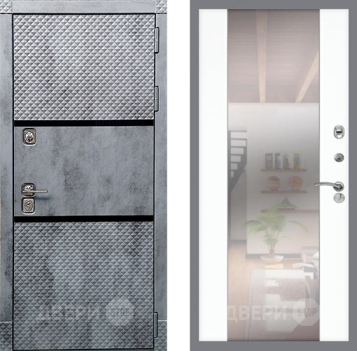 Входная металлическая Дверь Рекс (REX) 15 Бетон Темный СБ-16 Зеркало Силк Сноу в Протвино