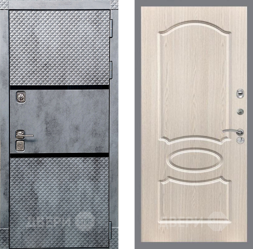 Входная металлическая Дверь Рекс (REX) 15 Бетон Темный FL-128 Беленый дуб в Протвино