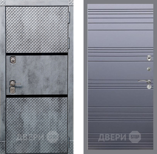 Входная металлическая Дверь Рекс (REX) 15 Бетон Темный Line Силк титан в Протвино
