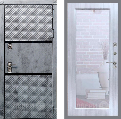 Входная металлическая Дверь Рекс (REX) 15 Бетон Темный Зеркало Пастораль Сандал белый в Протвино