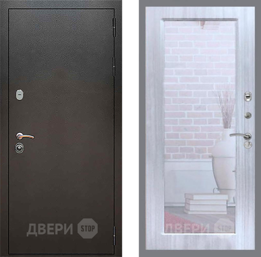 Входная металлическая Дверь Рекс (REX) 5 Серебро Антик Зеркало Пастораль Сандал белый в Протвино