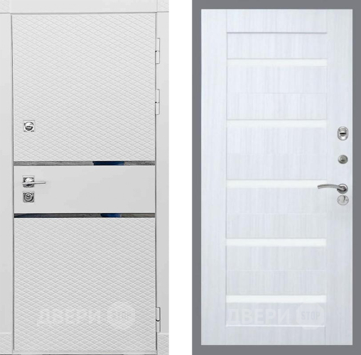 Входная металлическая Дверь Рекс (REX) 15 Силк Сноу СБ-14 стекло белое Сандал белый в Протвино