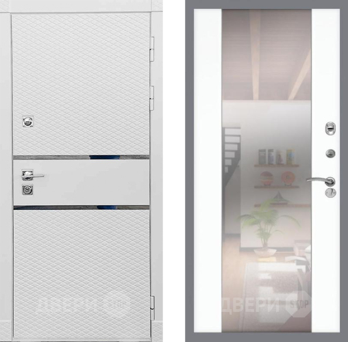 Входная металлическая Дверь Рекс (REX) 15 Силк Сноу СБ-16 Зеркало Силк Сноу в Протвино