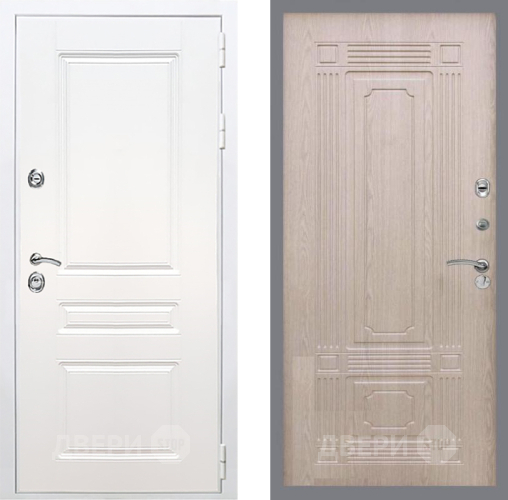 Входная металлическая Дверь Рекс (REX) Премиум-н Силк Сноу FL-2 Беленый дуб в Протвино