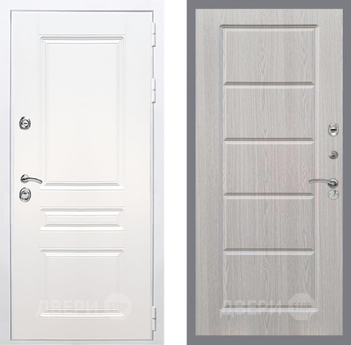 Входная металлическая Дверь Рекс (REX) Премиум-н Силк Сноу FL-39 Беленый дуб в Протвино