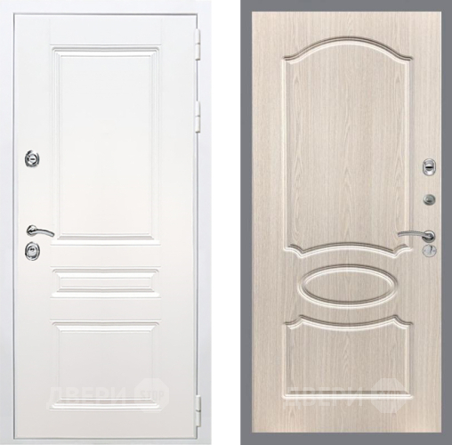 Входная металлическая Дверь Рекс (REX) Премиум-н Силк Сноу FL-128 Беленый дуб в Протвино