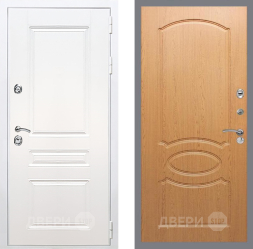 Входная металлическая Дверь Рекс (REX) Премиум-н Силк Сноу FL-128 Дуб в Протвино