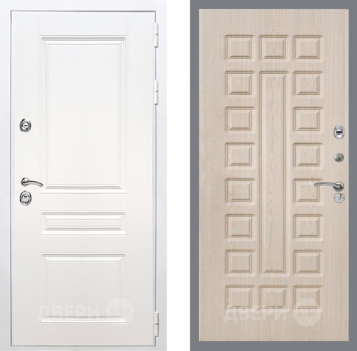 Входная металлическая Дверь Рекс (REX) Премиум-н Силк Сноу FL-183 Беленый дуб в Протвино