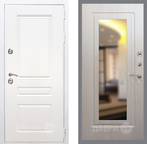 Входная металлическая Дверь Рекс (REX) Премиум-н Силк Сноу FLZ-120 Беленый дуб в Протвино