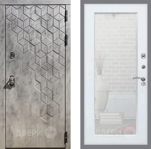 Входная металлическая Дверь Рекс (REX) 23 Зеркало Пастораль Белый ясень в Протвино