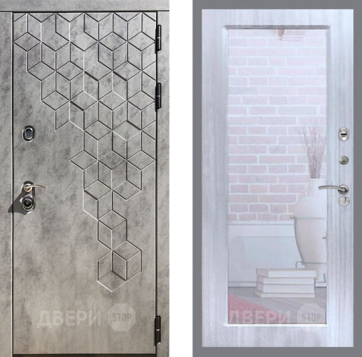 Входная металлическая Дверь Рекс (REX) 23 Зеркало Пастораль Сандал белый в Протвино